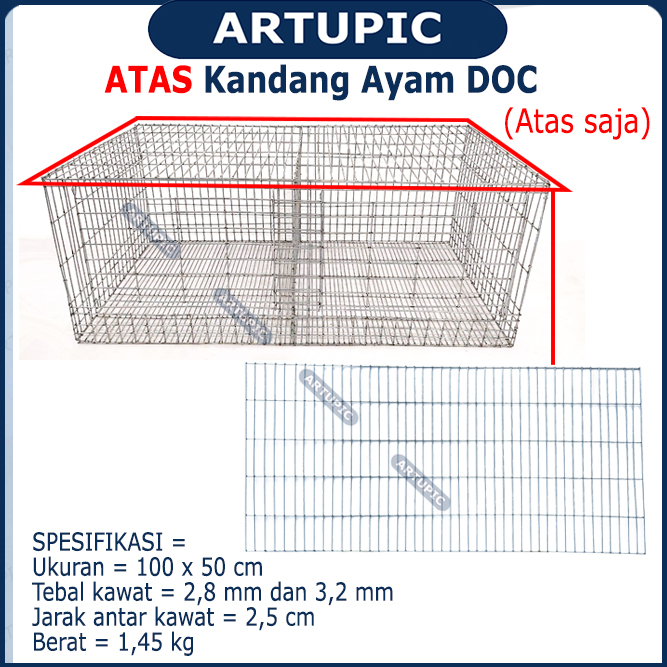 Atas Kandang Ayam DOC Kawat Galvanise Artupic HANYA ATAS SAJA