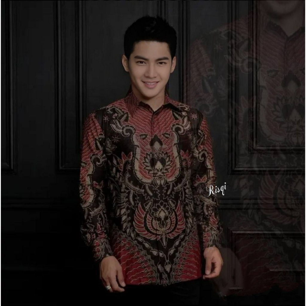 Kemeja Batik Pria Lengan Panjang Premium HRB026 Motif KERATONAN Kode 002 size M L XL XXL Reguler