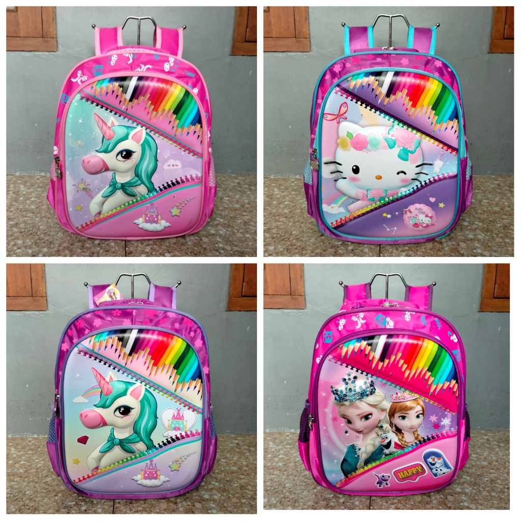 Tas Ransel Backpack Sekolah Karakter LED Import Unicorn Frozen  Hello Kitty 48876G