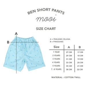 MOOI BEN SHORT PANTS CELANA PENDEK ANAK CELANA PENDEK ANAK LAKI-LAKI 1-8 TAHUN