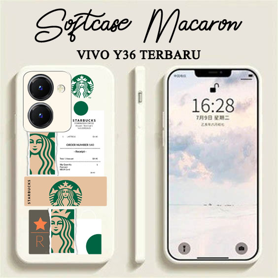 Softcase Macaron Motif Vivo Y36 Terbaru [UV01] Motif Strabuck - Softcase Vivo Y36 2023 - Case Vivo Y