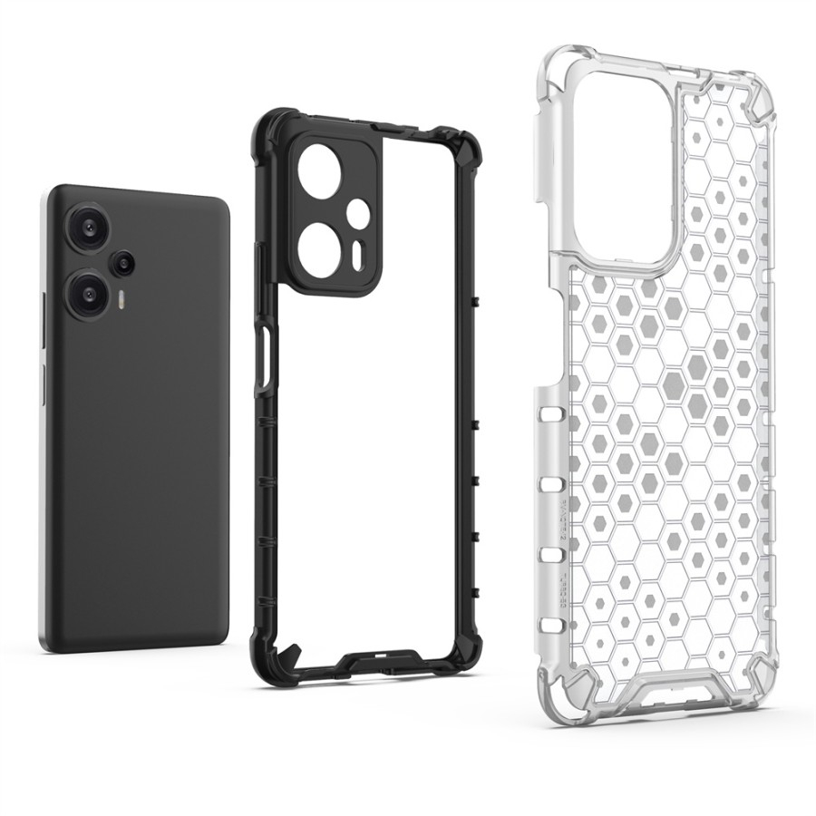 XIAOMI POCO F5 CASING HONEYCOMB TPU COVER TRANSPARAN HARDCASE SOFT CASE