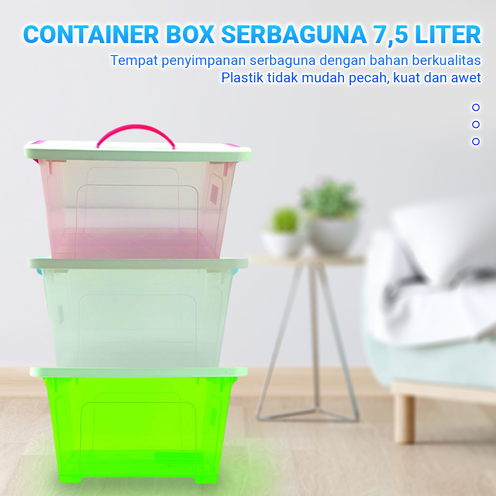 Kotak Penyimpanan Plastik/ Kontainer Serbaguna 7,5 Liter Plastik Tebal Terbaik/Storage Box Organizer