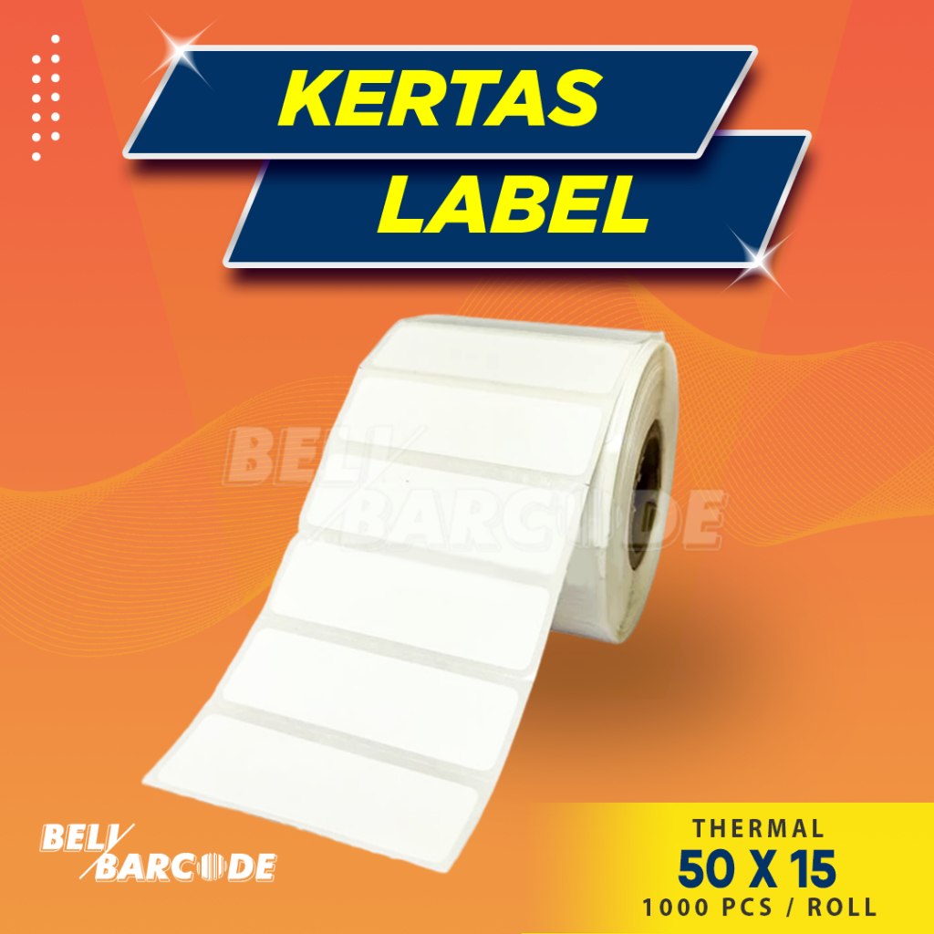 

Stiker Label Thermal 50 x 15 mm 1 Line isi 1000 Pcs Cetak Resi