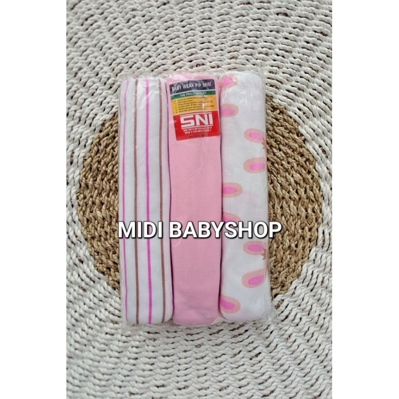 Serian Pink - 3 Pcs Bedong Bayi Bahan Kaos Pink Series Pip Mim SNI