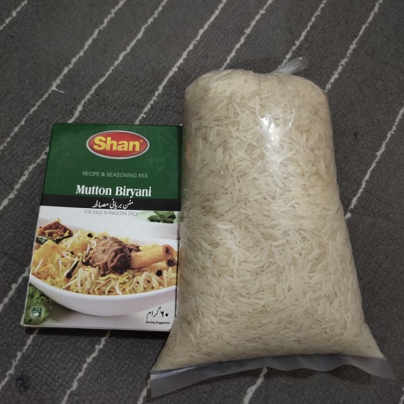 

paket 1 Kg Beras Basmati sama Mutton Biryani untuk daging Kambing, Sapi dan Domba.