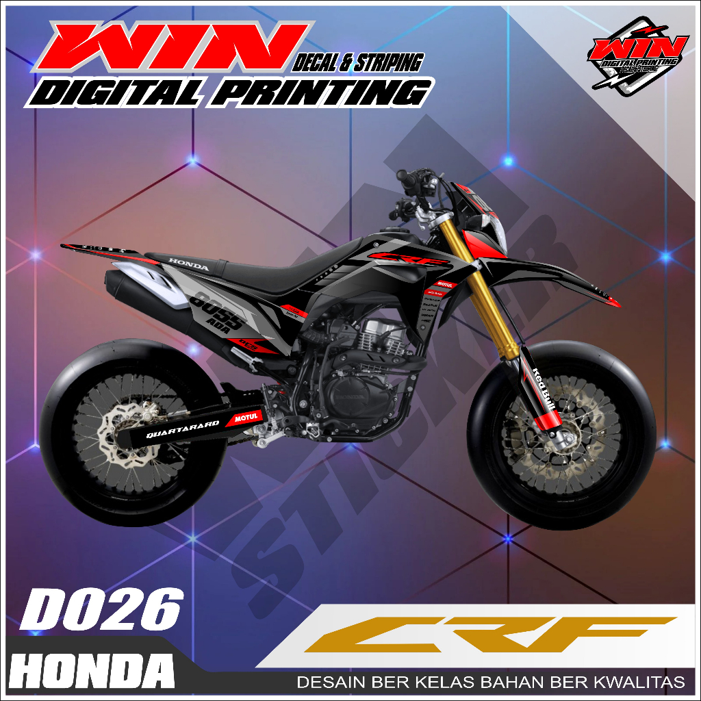 stiker crf 150l full body motor crf 150l stiker crf hologram desain logo racing redbull decal crf 15