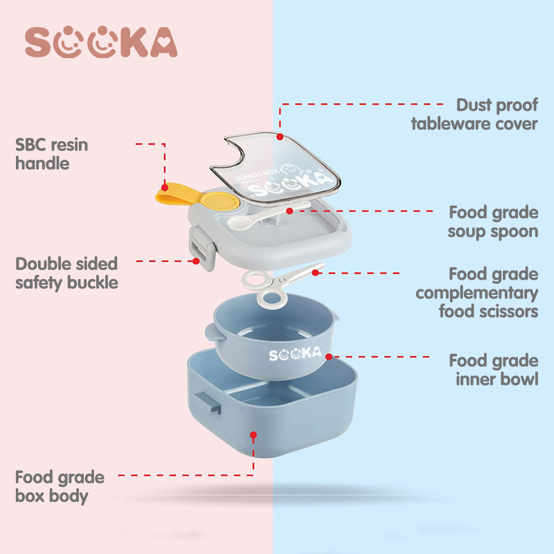Sooka Kotak Makan Dinnerware Set For Kids Lunch Box Eco Friendly 750 ML Bahan PP Resin SK-ECA1138