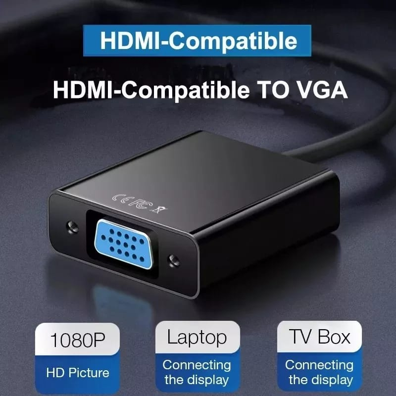 B*   Converter HDMI to VGA / Kabel HDMI to VGA with Audio / plus Aux - HDMI TO VGA