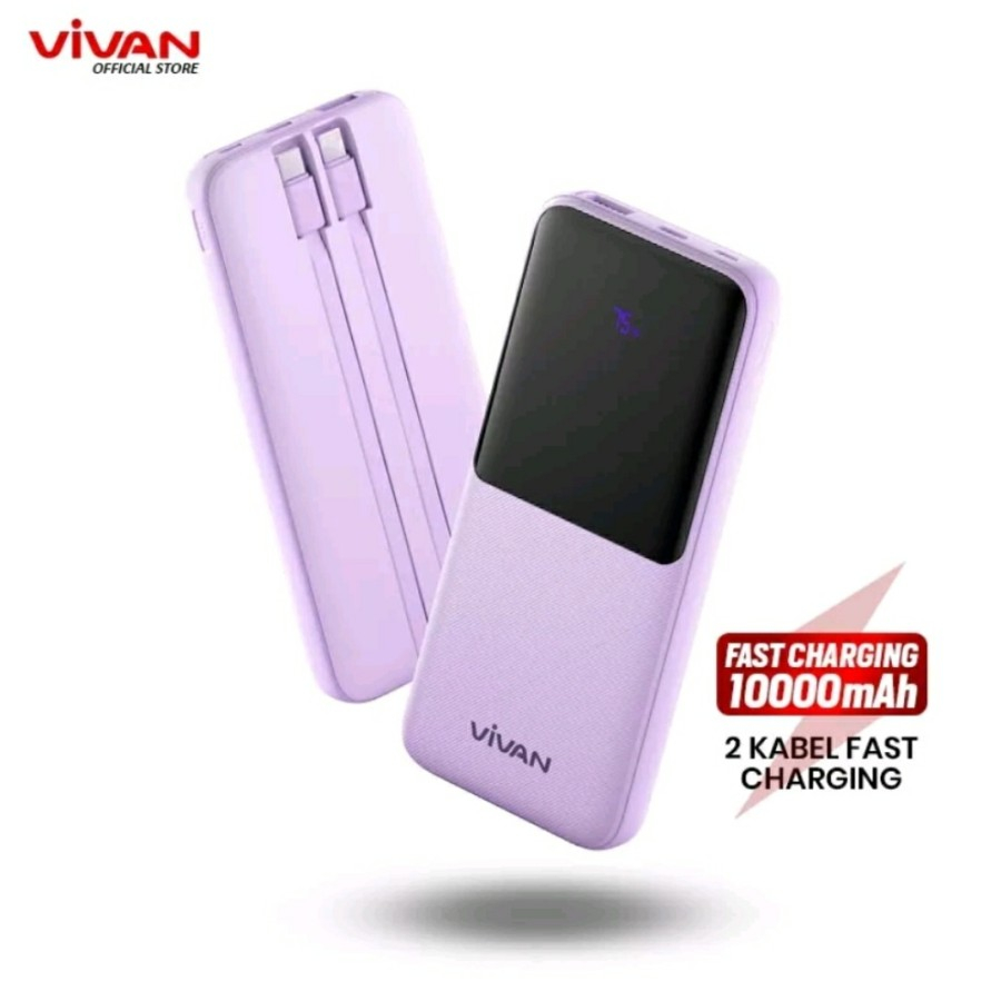 Power Bank Vivan VPB-E10 Warna Lilac 10000mAh 22.5W PD QC 3.0 Fast Charging