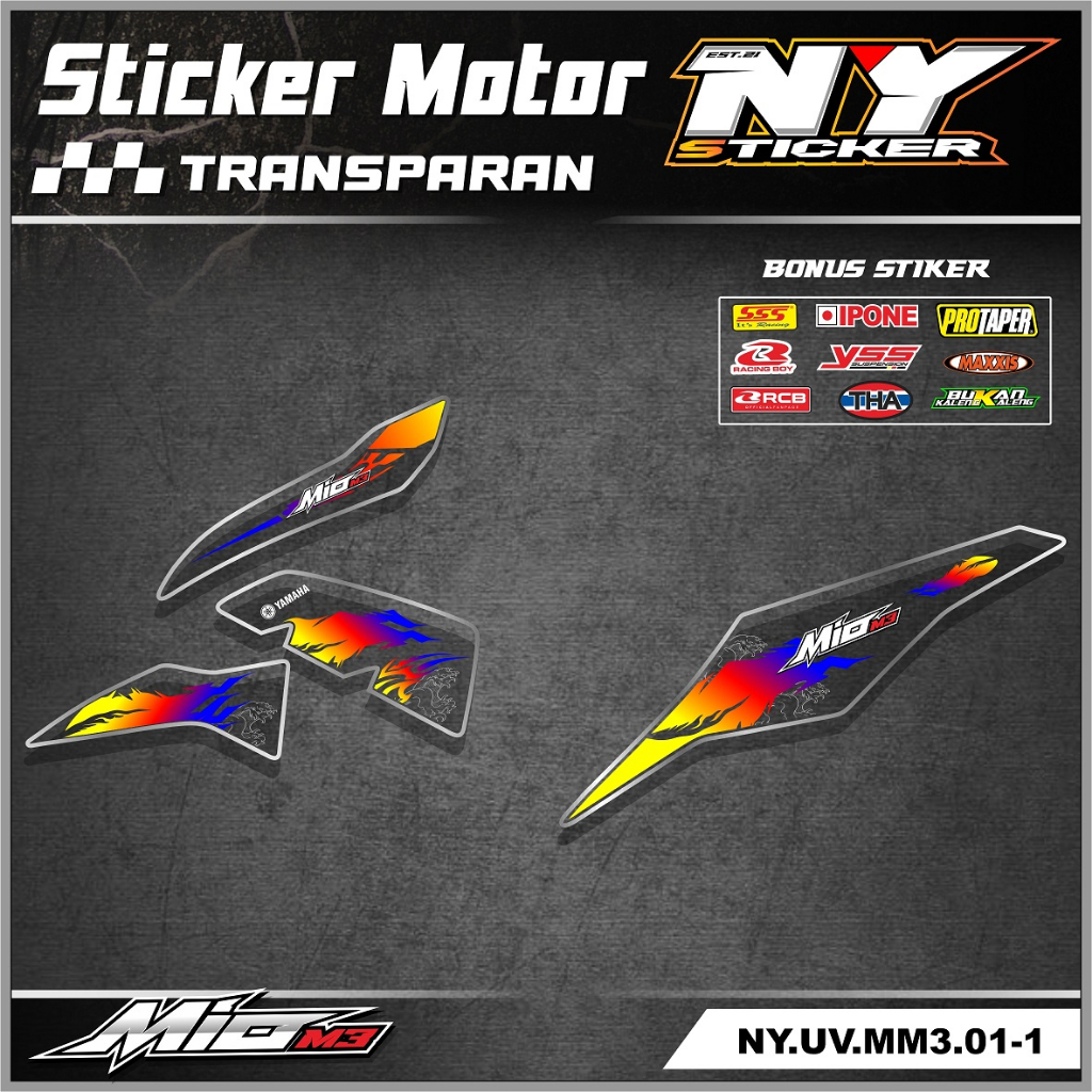 Stiker Transparan Mio M3 125 - Stiker Striping Variasi Mio M3 / Mio Z Transparan 001