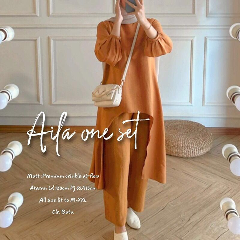 Bajurancak Baju Setelan Wanita Terbaru One Set Wanita Crinkle Airflow Premium Aila One Terlaris Fashion Muslim Pakaian Outfit Wanita Kekinian