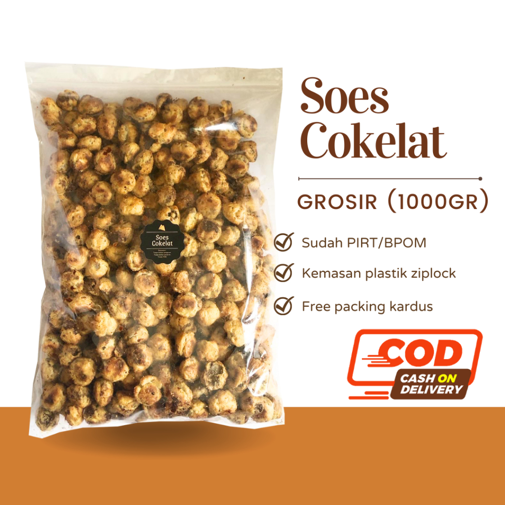 [DELISH SNACKS] Soes Cokelat (Grosir) 1000gr / Snack Cemilan Kilo Kiloan / 1kg 1 kg Sus Kering isi Coklat