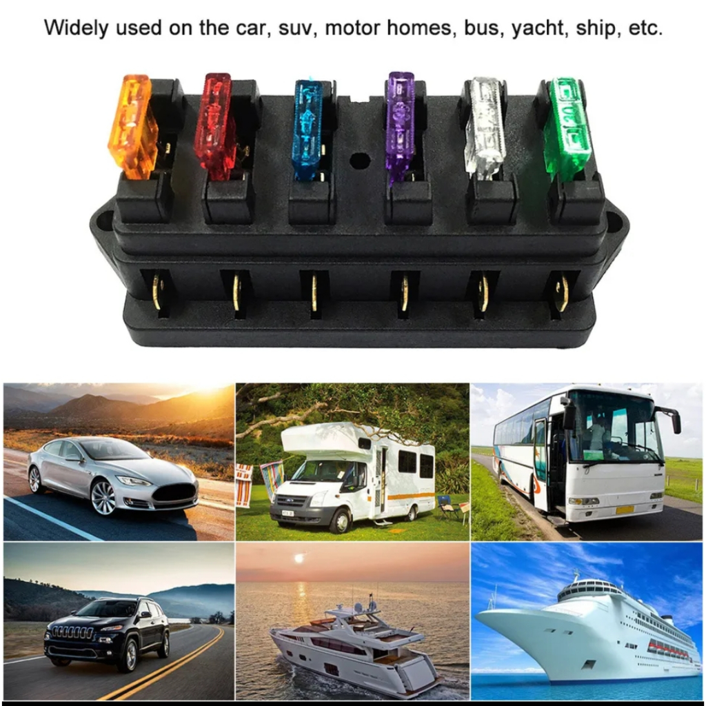 Fuse Holder 6 Way + Sekering Standard 6 pcs