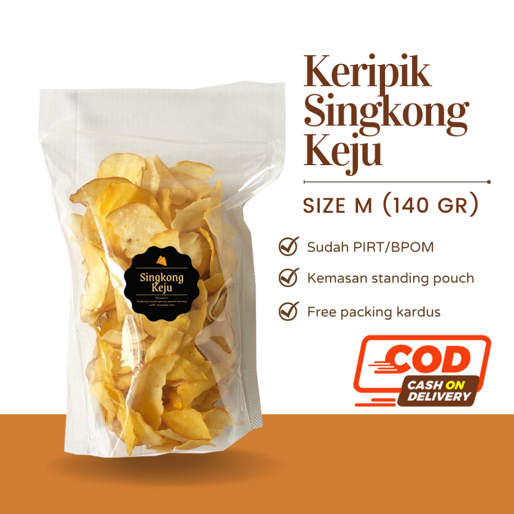 [DELISH SNACKS] Keripik Singkong Asin / Balado / Lada / Keju (M) 140gr / Snack Cemilan Camilan Pedas Gurih