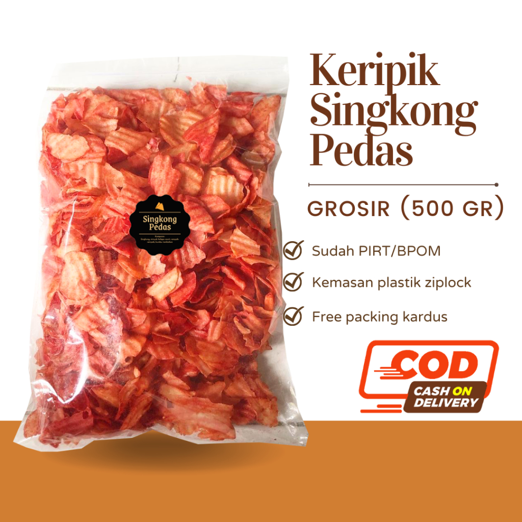 [DELISH SNACKS] Keripik Singkong Pedas (Grosir) 500gr / Grosiran Kiloan / Snack Cemilan Camilan Kripik Singkong Pedas Asin Gurih