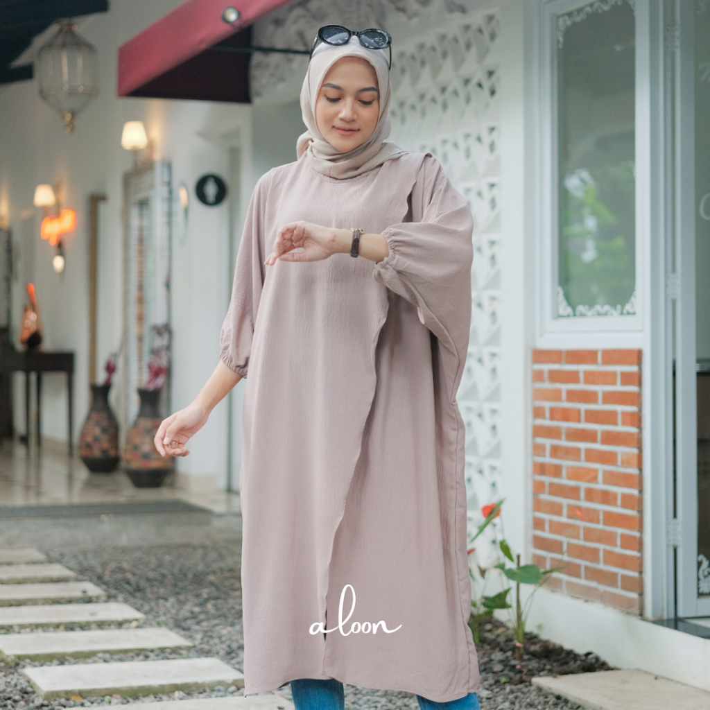 Anya Tunik Crinkle Airflow Busui Friendly – Long Tunik Jumbo Atasan Wanita Terbaru