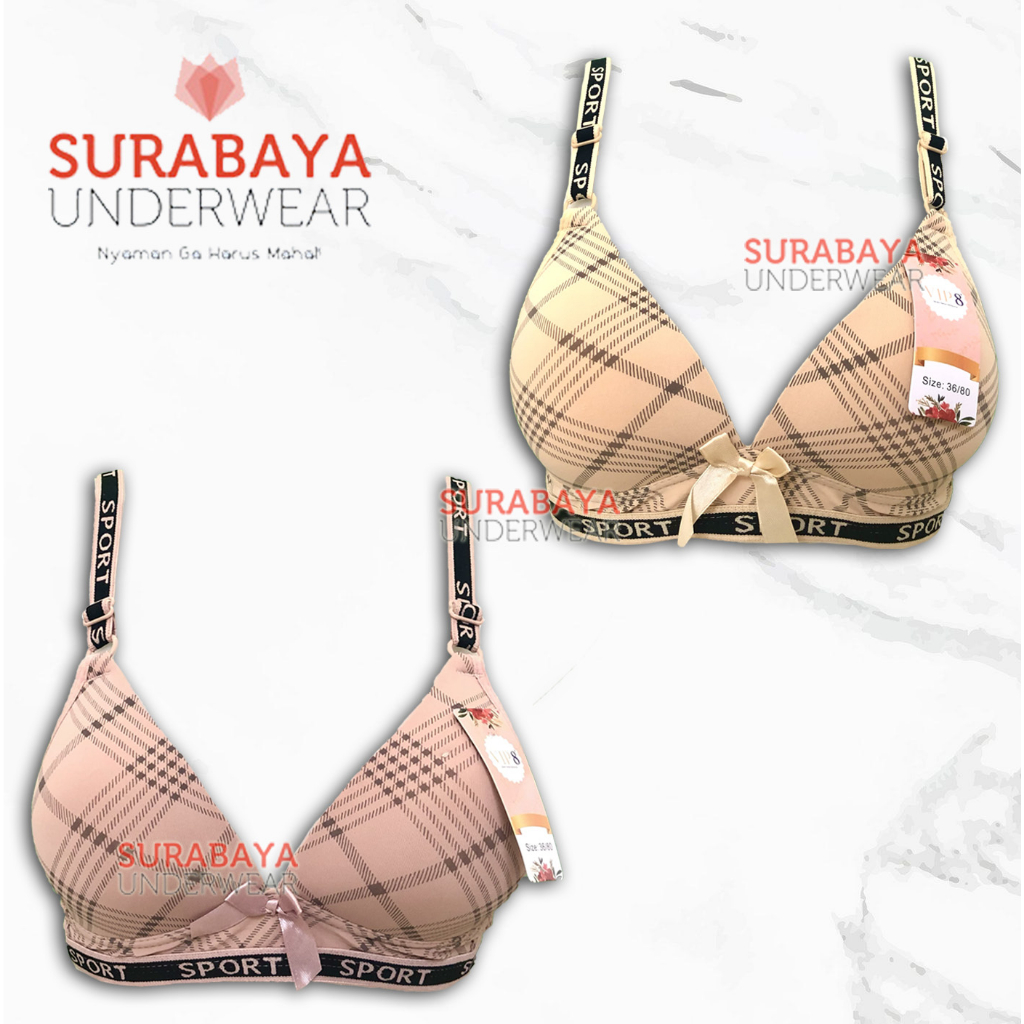 BRA / BH SPORTS MOTIF KOTAK KOTAK TANPA KAWAT KAIT 3