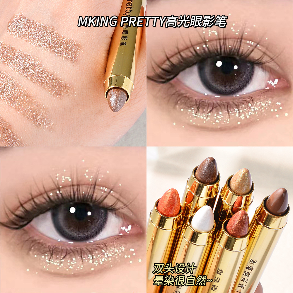 (COD) Eyeshadow Pensil Crayon 2in1 eyeshadow and Highlighter Pigmented color 4 varian