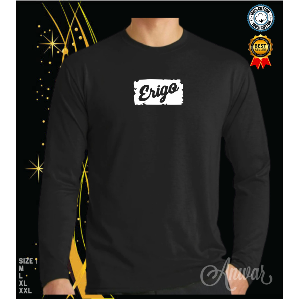 Kaos Erigo Pakaian Atasan Casual Pria Wanita T-shirt Panjang Terbaru Distro Mall Bahan Tebal Adem