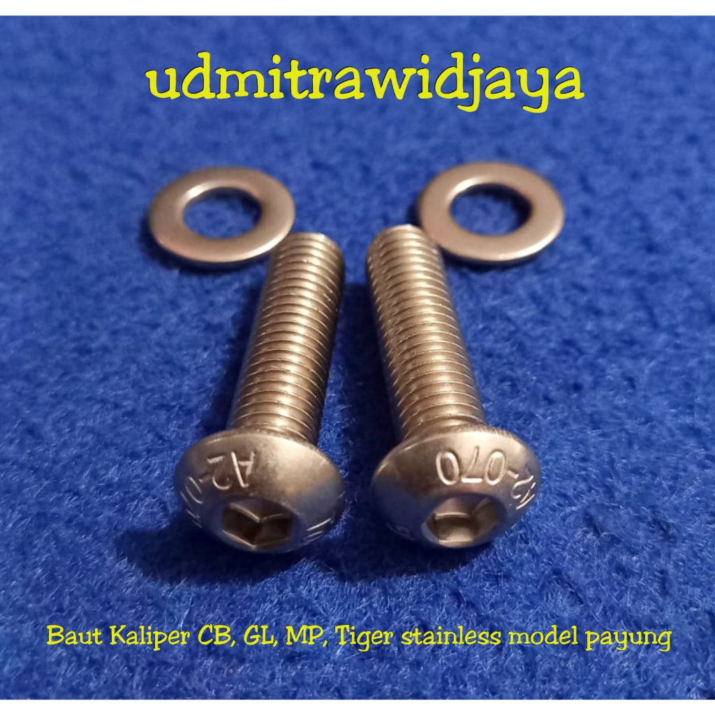 Baut L Button SS stainless breket kaliper Cakram Honda / Baut Dudukan Kaliper Honda CB, MP, Tiger, GL panjang 3cm baut kaliper stndart honda baut variasi baut probolt baut tong model payung kaliper