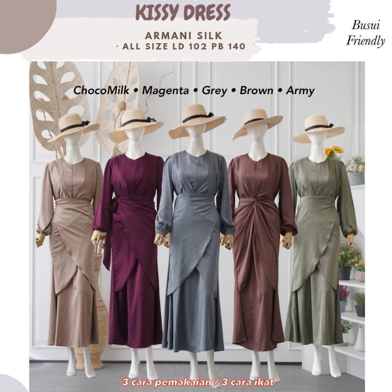 [ORI] Kissy Dress 3 IN 1 Ld 102 fit S M L/Dress Kondangan/Dress 3 Cara Ikat/Dress Pesta/Dress Bridesmaid/Dress Sage/Dress Lebaran