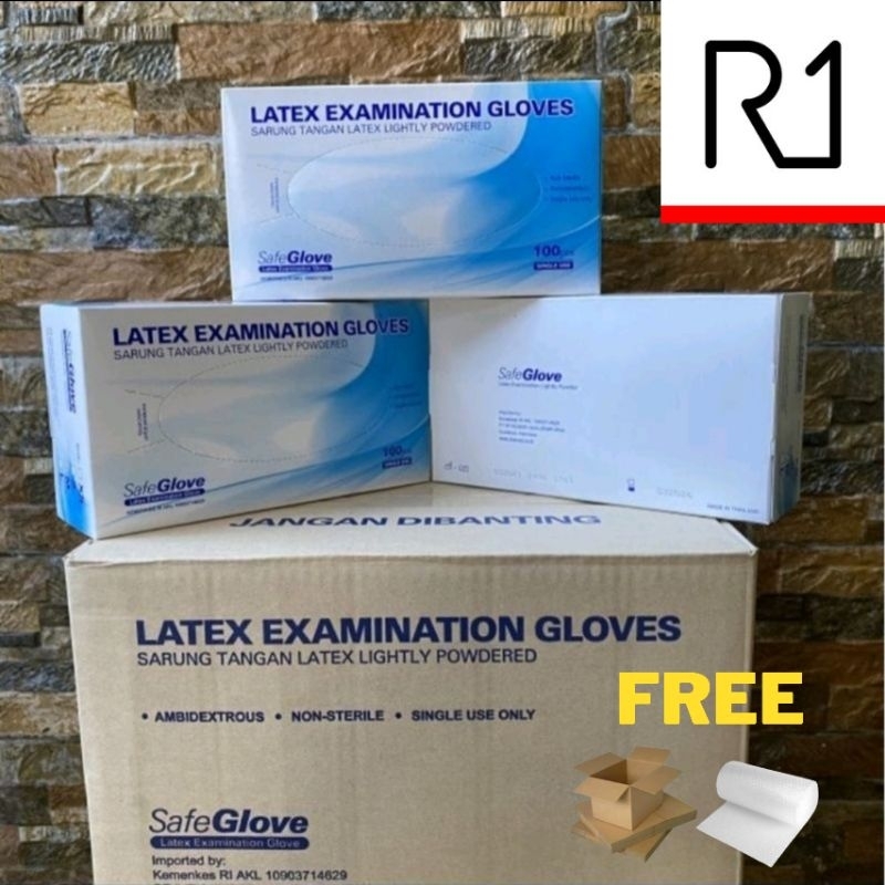 Sarung Tangan Karet Safe Glove safeglove Latex Exammination Safeglove HandScoon Isi 100pcs