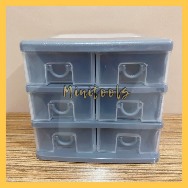 Laci Mini Cabinet 3 Susun 6 Laci Green Leaf 7906 SS 3 / Rak Container Storage Box