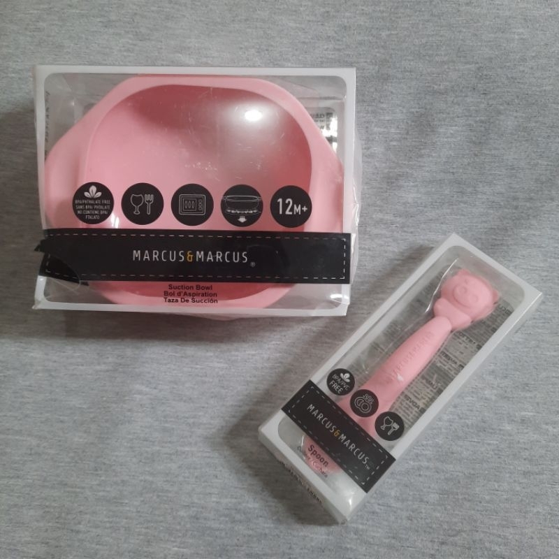 BARU, bukan Preloved Marcus & Marcus Silicon Suction Bowl + Spoon not Ezpz Nuby Avent