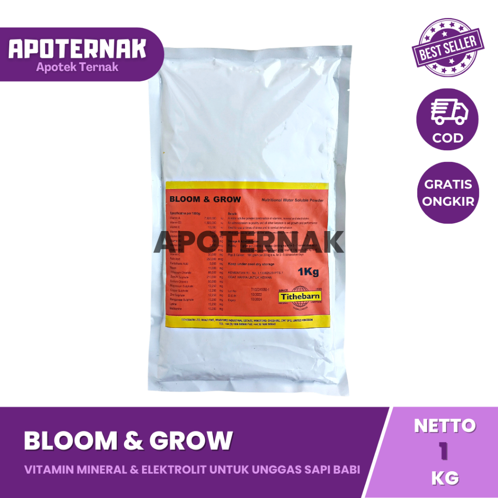 BLOOM AND GROW 1 Kg | Multivitamin Dosis Tinggi Untuk Ternak Sapi Kambing Domba Ayam Bebek