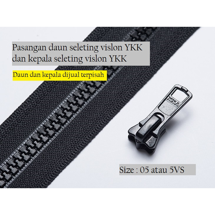 Grosir Kepala Seleting YKK Vislon 05 Zip Pull Slider YKK Head Zipper 5VS 100pcs