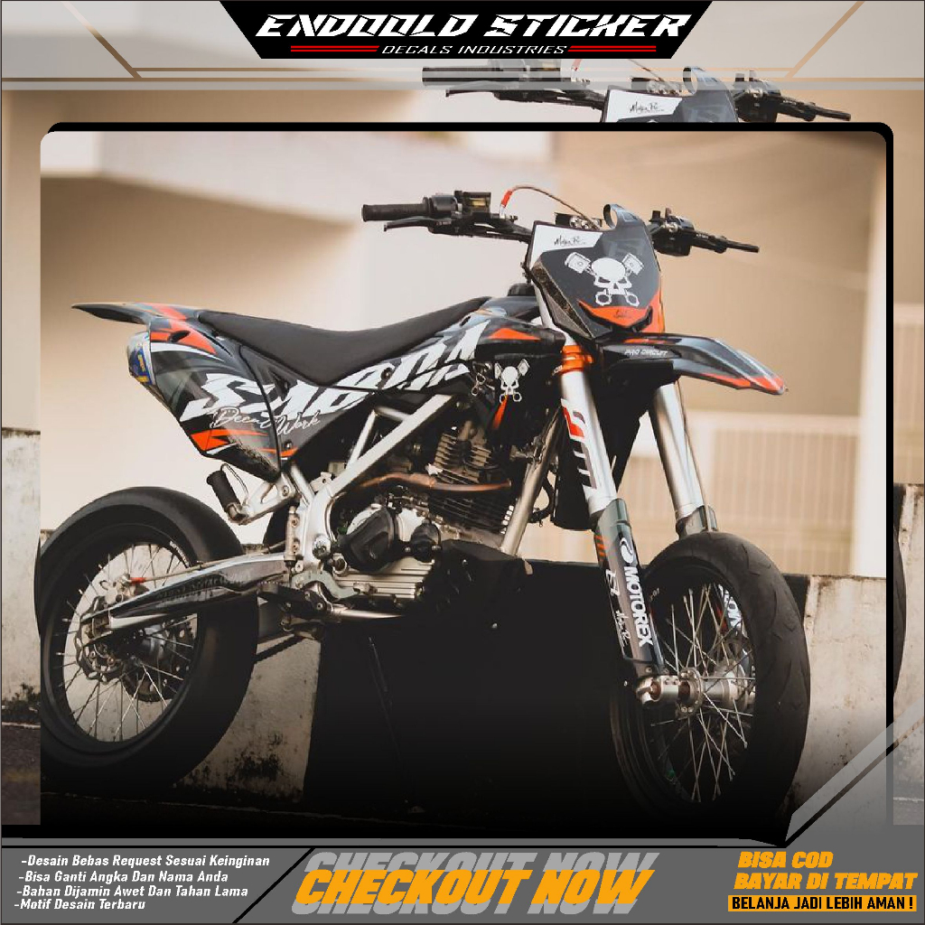 PRODUCT DECAL STIKER MOTOR KLX GORDON SIMPLE KEREN BISA CUSTOM. variasi list dekal stiker motor klx 