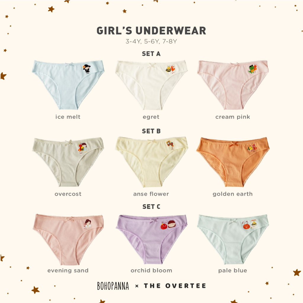 Bohopanna X Overtee - Girls Underwear / Celana Dalam Pakaian Dalam Anak Perempuan Isi 3pcs