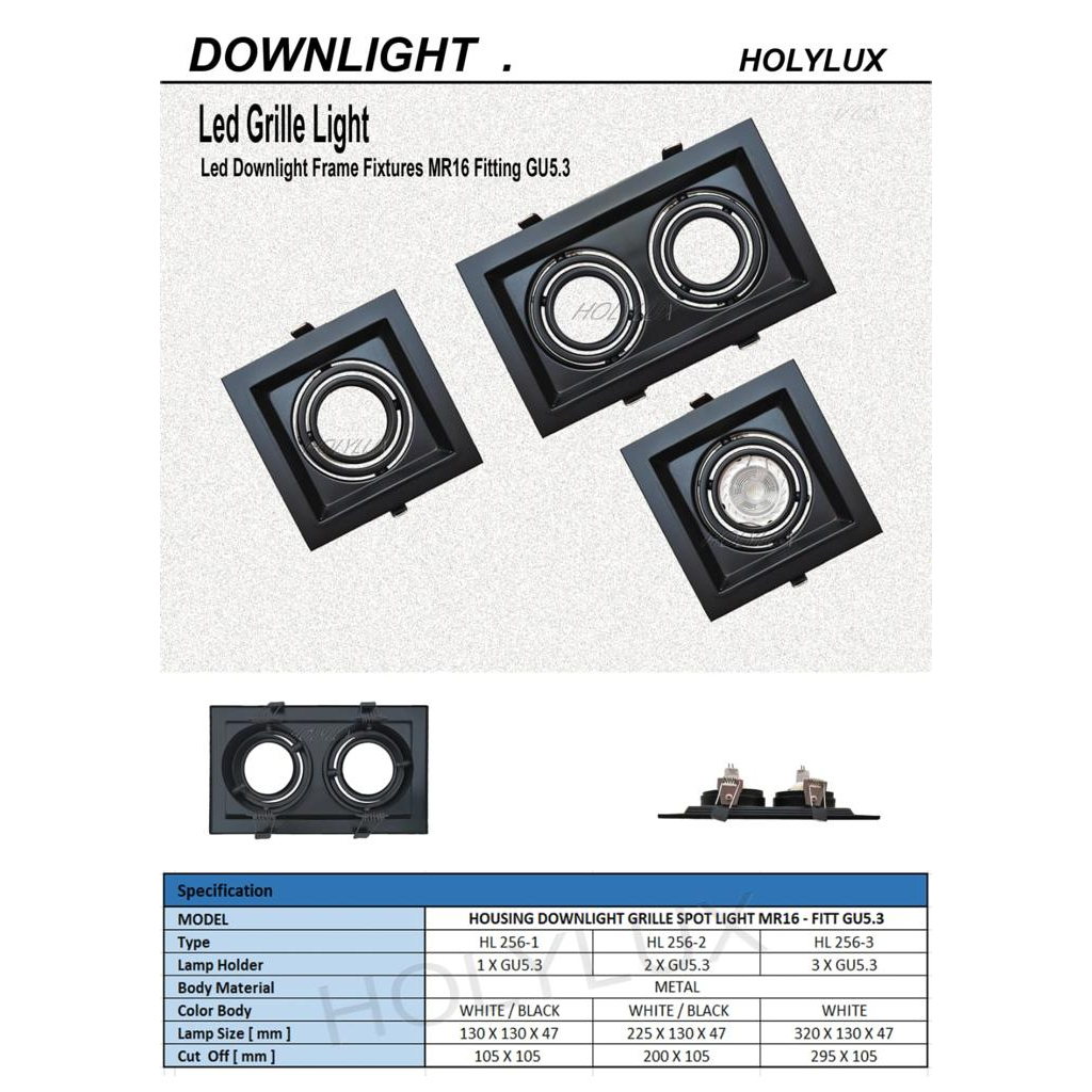 FITING / RUMAHAN LAMPU LED MR 16 HITAM HL-256