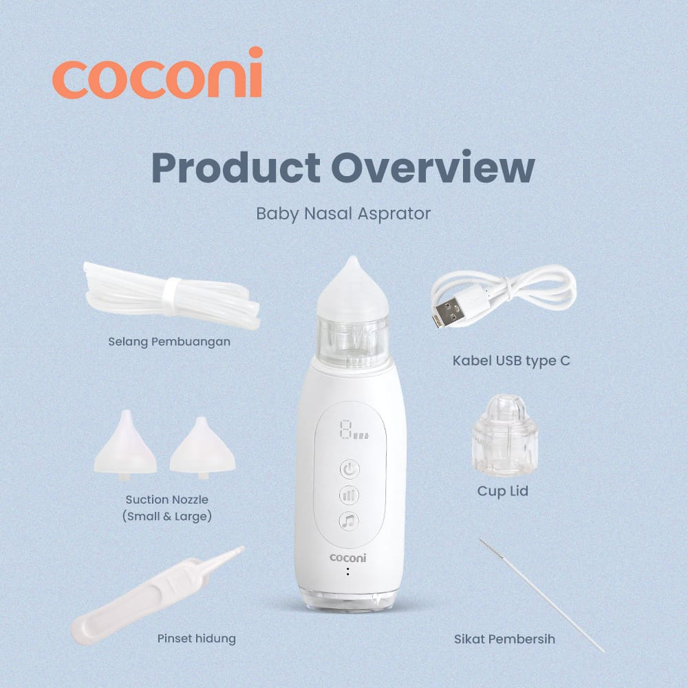 Coconi Baby Nasal Aspirator Nose 0m+ | Alat Penyedot Hidung / Ingus Elektrik Bayi