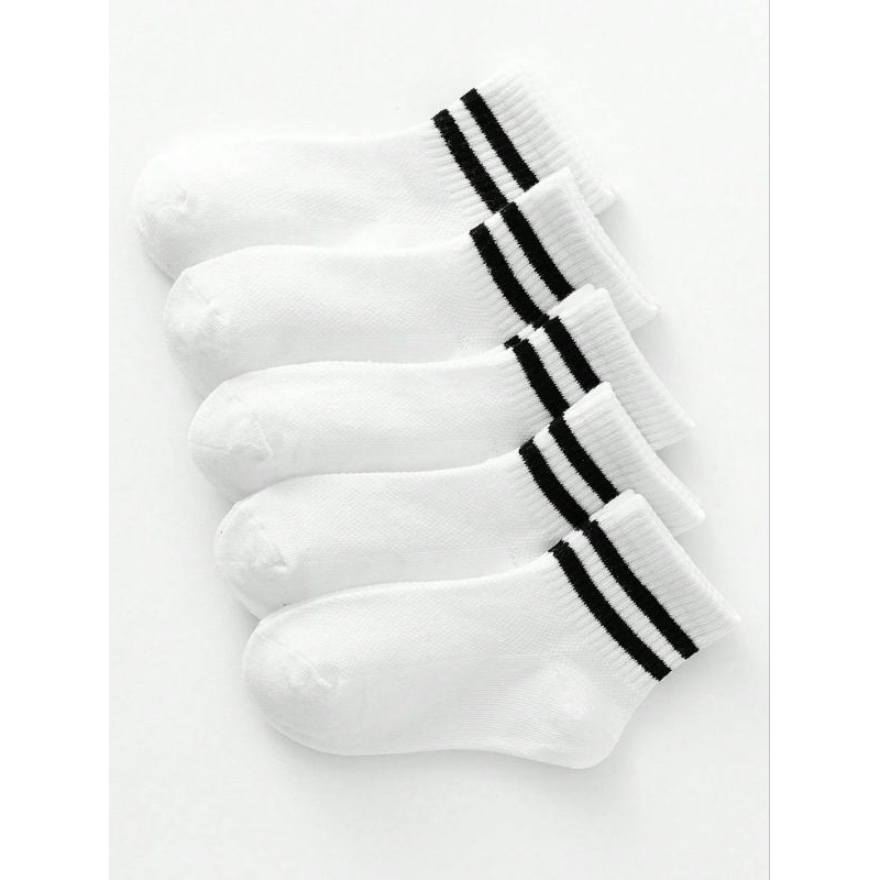 Sepasang Kaos Kaki Pendek Stripe Putih Old school