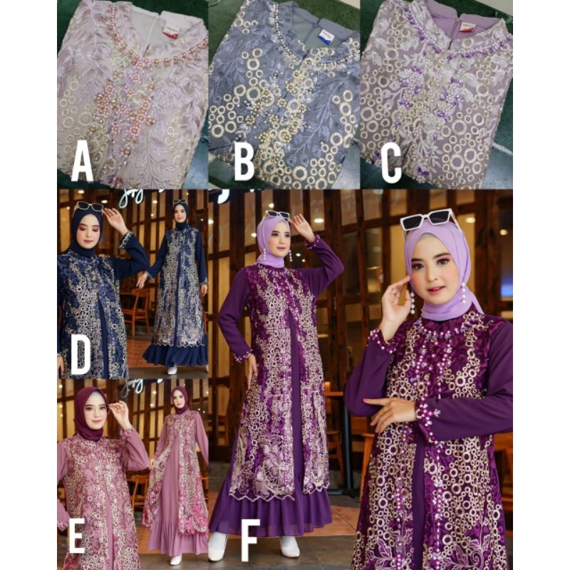 Dress Alika Cardigan Tulle Twotone Payet Original Butik