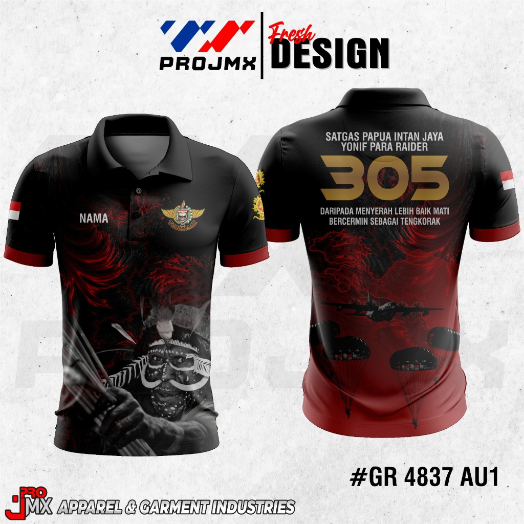 PROJMX - KAOS JERSEY MILITER SATGAS PAPUA YONIF RAIDER 305 ( BISA CUSTOM )