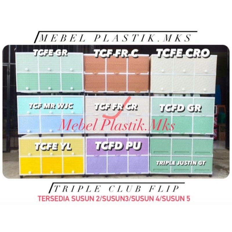 Lemari Laci Plastik Club Flip Triple Buka Tutup/ Laci Susun/ Rak TV/ Meja TV