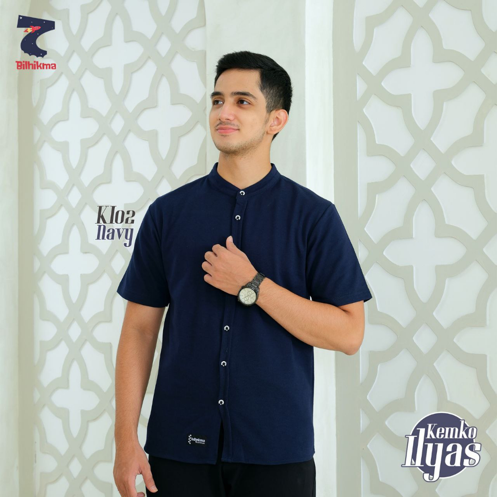 Nauree - Baju Koko Kemko Ilyas Anak Remaja Pria Dewasa Tebal Premium Lengan Pendek Modern Bahan Kaos Cotton Combed 24s Polos Adem Nyaman Jahitan Rapih Halus Serap Keringan Atasan Muslim Formal Casual