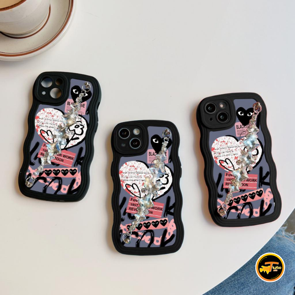 GC34 GC43 CASE CASING SOFTCASE SILIKON WAVY WAVE CARACTER RANTAI DIAMOND GRIP FOR REALME C1 A3S C2 A