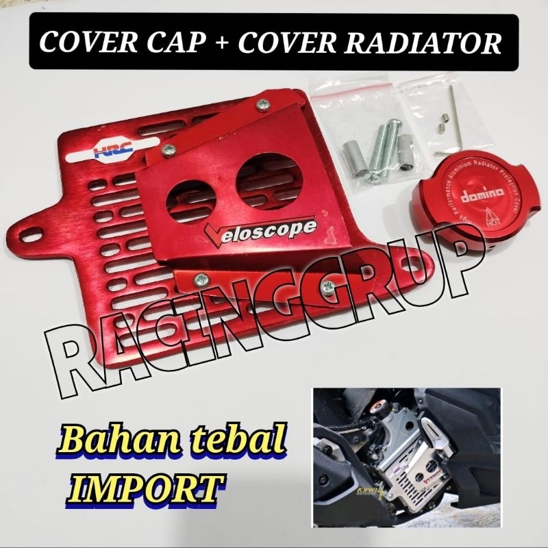 PAKET CAP CNC + Cover Radiator AirScop Pcx New 160 Pcx 160 Vario 160 MERAH