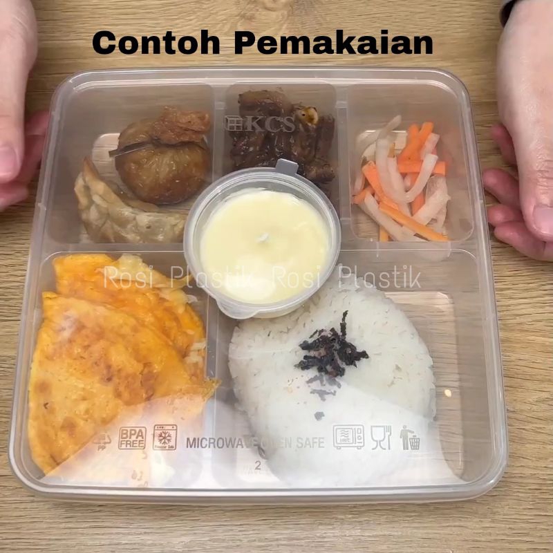 Xaviertaran 1 Pack Isi 25 Biji Thinwall Square Sekat 5 Kcs / Tepak Makan Bening / Kotak Nasi