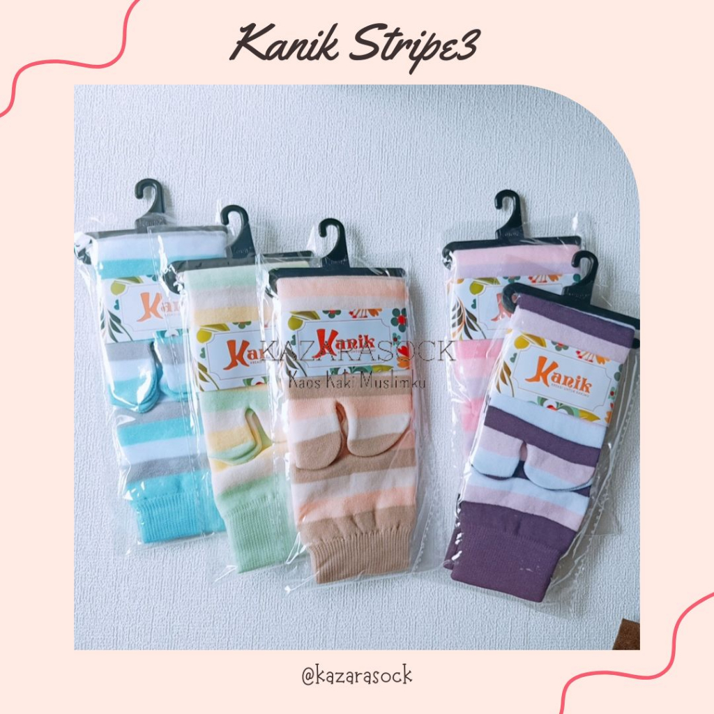 Kazarasock - Kaos Kaki Jempol Motif Stripe - Kanik Stripe3-M