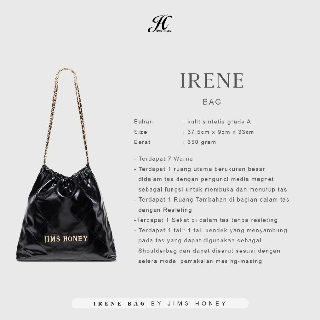 Jims Honey Irene Bag Tote Bag Tas Kuliah Kerja Kantor Import JH Berkualitas Fashionable Murah Kapasitas Besar Korean Style