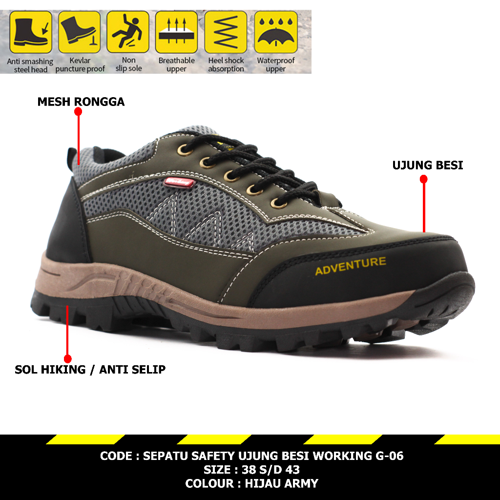 Sepatu Pria Safety Ujung Besi Working G-06