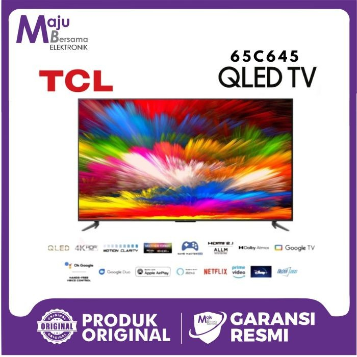 TCL TV QLED 65C645  65 INCH TV ANDROID 13 DLG 120HZ GAME MASTER