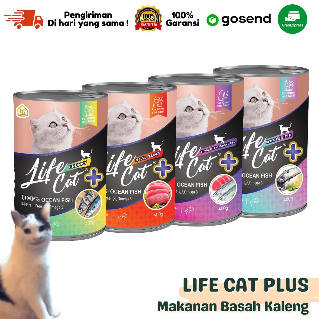 Makanan Basah Wet Cat Food LIFE CAT PLUS Kaleng 400 GR