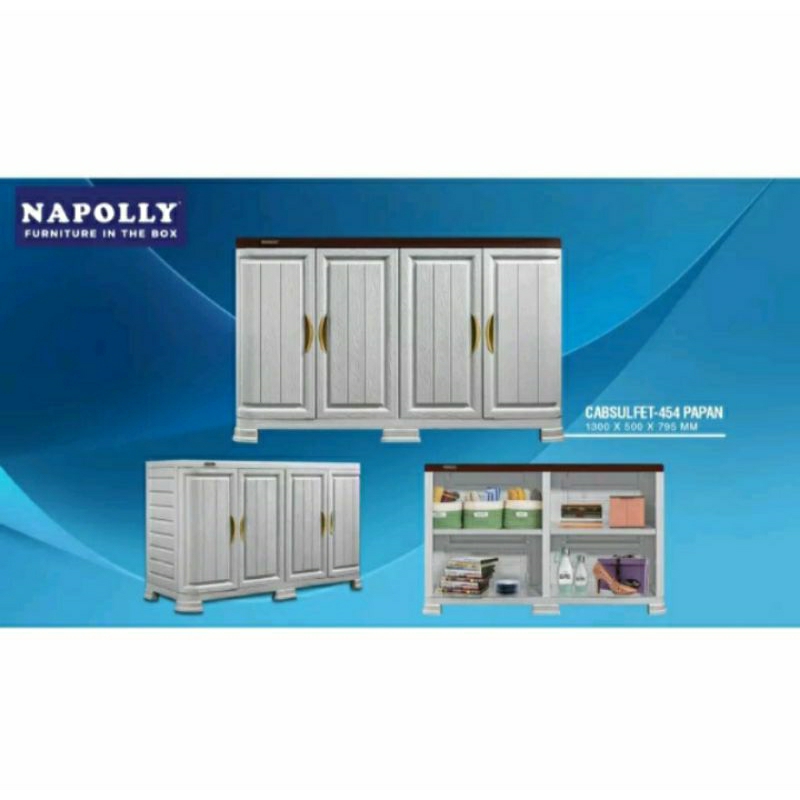 CARGO - CABSULFET 454P PAPAN- Bufet Tv Plastik Napolly / Kitchen Set Bawah / Meja Tv Napolly / Rak Samping Serbaguna / Meja Sudut Minimalis