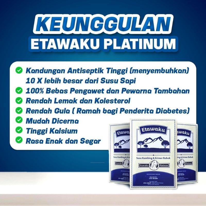 Etawaku Platinum Susu Kambing Etawa 100% Murni Rendah Gula Bebas Pengawet Bantu Atasi Masalah Sakit Sendi dan Pernafasan